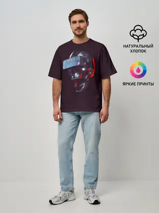 Мужская футболка оверсайз / Череп с VR