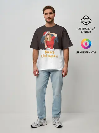 Мужская футболка оверсайз / Снегурка
