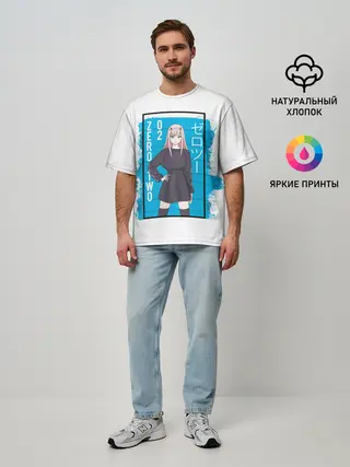 Мужская футболка оверсайз / Zero Two blue back