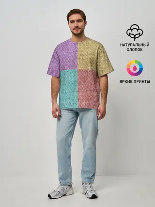 Мужская футболка оверсайз / Burlap Patchwork