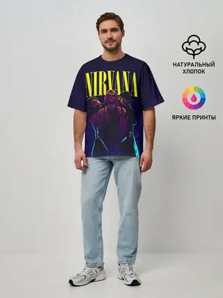 Мужская футболка оверсайз / Nirvana Neon