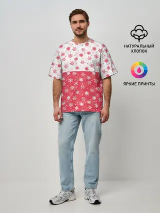 Мужская футболка оверсайз / Снежинки