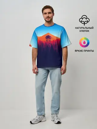 Мужская футболка оверсайз / Одинокая вышка
