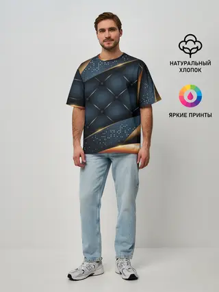 Мужская футболка оверсайз / 3D VIP GOLD CORNERS