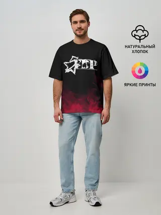 Мужская футболка оверсайз / 5FDP | RED SMOKE