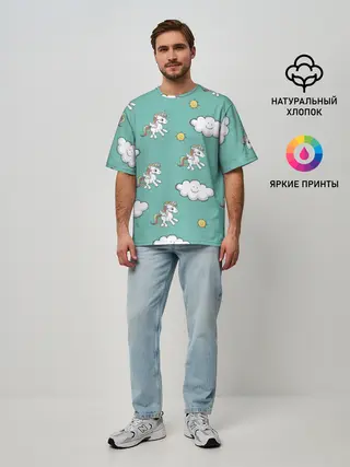 Мужская футболка оверсайз / Любовь к единорогам