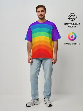 Мужская футболка оверсайз / Круговая радуга