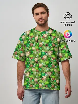 Мужская футболка оверсайз / Новогодние Игрушки