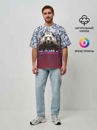 Мужская футболка оверсайз / Русский медведь