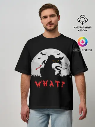 Мужская футболка оверсайз / What Cat
