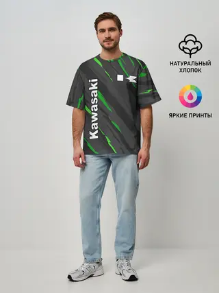 Мужская футболка оверсайз / KAWASAKI / КАВАСАКИ / SPORT