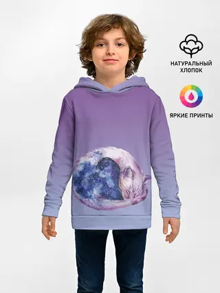 Детское худи / кот звездное небо спит