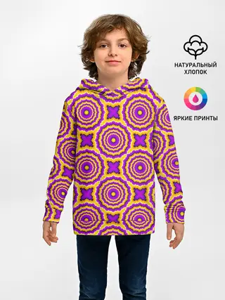 Детское худи / желтые и пурпурные цветы