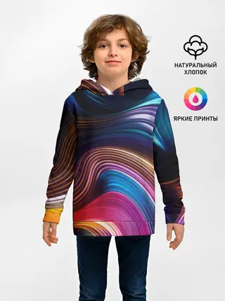Детское худи / Цветные неоновые волны
