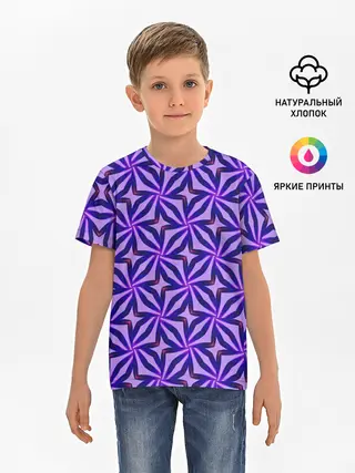 Детская базовая футболка / Синие острые узоры