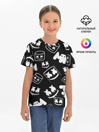 Детская базовая футболка / Marshmello ЧБ