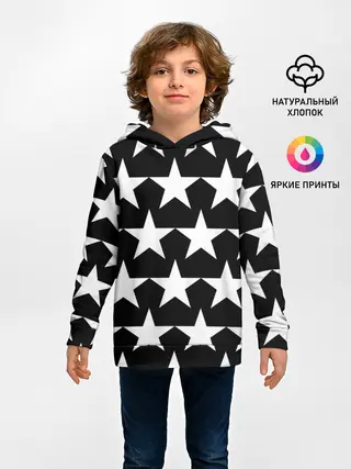 Детское худи / Белые звёзды на чёрном фоне 2