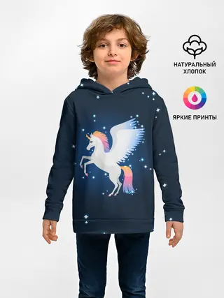 Детское худи / Милый пегас единорог с радужной гривой