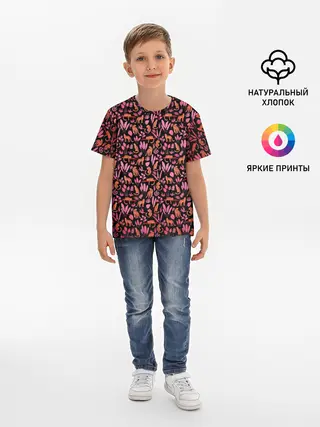 Детская базовая футболка / ГЕПАРД В ЛИСТВЕ