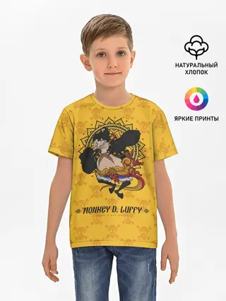 Детская базовая футболка / Резиновый Манки Д. Луффи One Piece