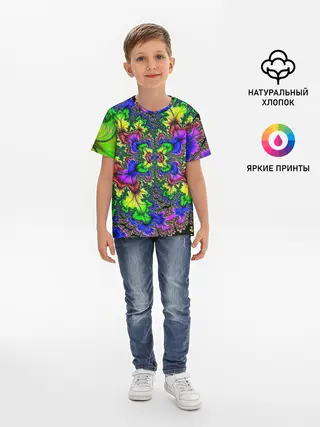 Детская базовая футболка / НЕОНОВЫЙ ЦВЕТОК