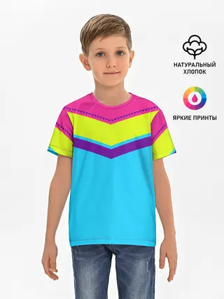 Детская базовая футболка / Цветные треугольники_голубой