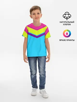 Детская базовая футболка / Цветные треугольники_голубой