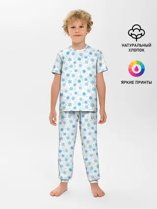 Детская пижама с брюками / Снежинки