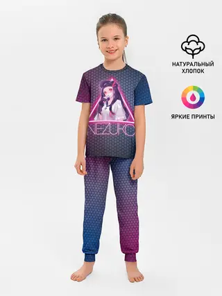 Детская пижама с брюками / Незуко Камадо в треугольнике