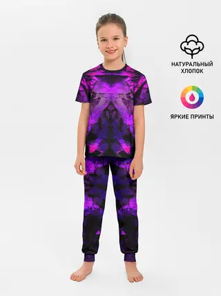 Детская пижама с брюками / абстракция,пришелиц,космос,100