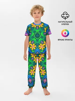 Детская пижама с брюками / Цветы и узоры - Калейдоскоп