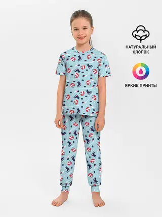 Детская пижама с брюками / Hockey Pattern