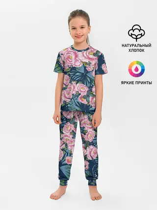 Детская пижама с брюками / Пионы