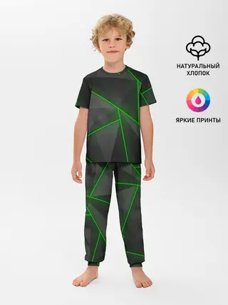 Детская пижама с брюками / Неоновые линии