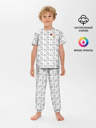 Детская пижама с брюками / Крутые бобры паттерн