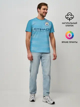 Мужская базовая футболка / Де Брюйне Форма Домашняя 18/19