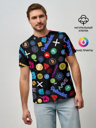 Мужская базовая футболка / BITCOIN PATTERN | БИТКОИН