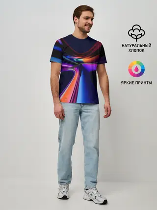 Мужская базовая футболка / Красочные светящиеся линии