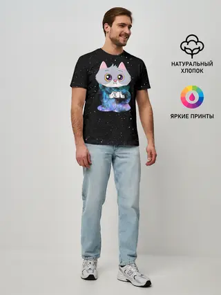 Мужская базовая футболка / Котёнок в пледе