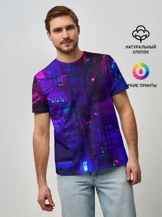 Мужская базовая футболка / NEON CUBES