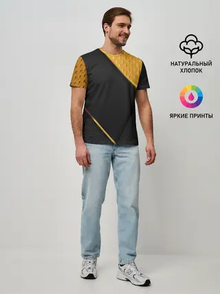 Мужская базовая футболка / 3D BLACK & GOLD