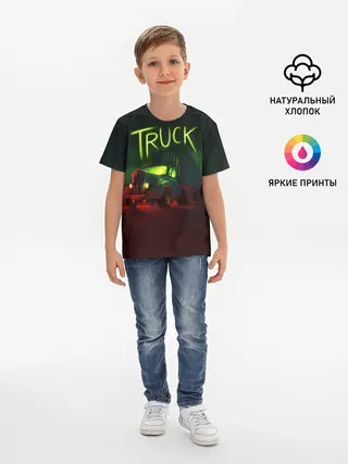 Детская базовая футболка / Truck neon