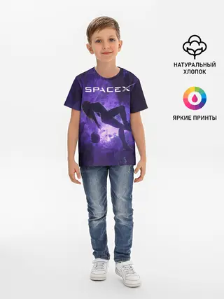 Детская базовая футболка / Space X Girl in zero gravity