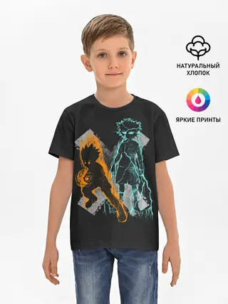 Детская базовая футболка / Logo Hunter с персонажами