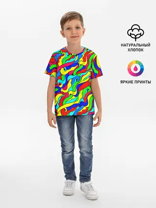 Детская базовая футболка / Красочные узоры/абстракционизм
