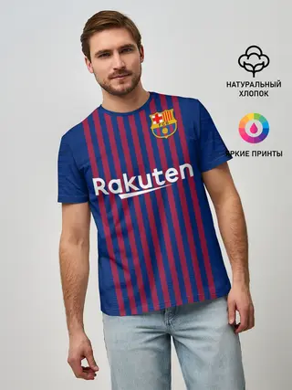 Мужская базовая футболка / Barcelona home 18-19