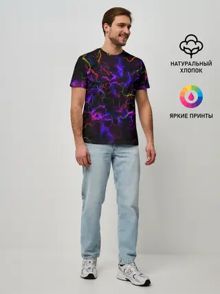 Мужская базовая футболка / Ночное Грозовое Небо