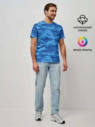 Мужская базовая футболка / СИНИЙ КАМУФЛЯЖ