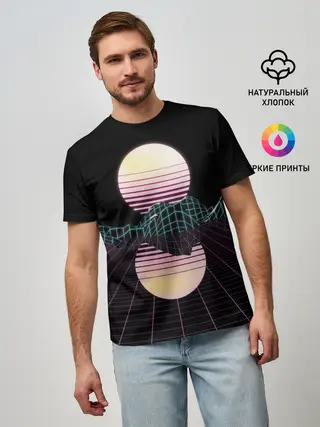 Мужская базовая футболка / Retro Wave