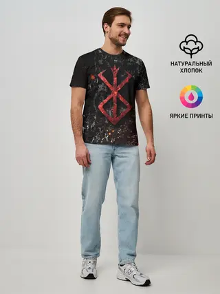 Мужская базовая футболка / BERSERK LOGO GRUNGE RED